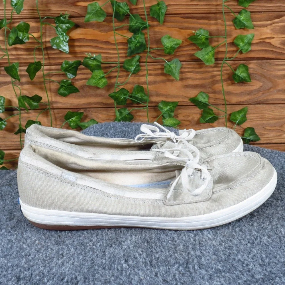 Keds Glimmer Lurex Womens Canvas Sneakers Size‎ 10 Beige Lace-Up Casual